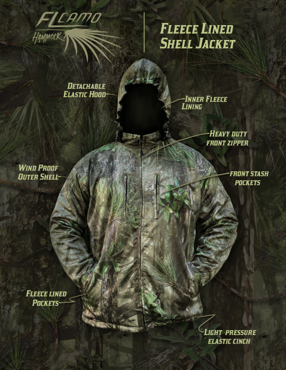 Shell Jacket Heavy Fleece Lined - FL Camo Hammock – FL Camo