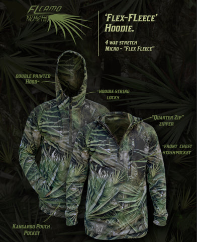 “Flex-Fleece”, 1/4 zip hoodie -FL Camo Palmetto