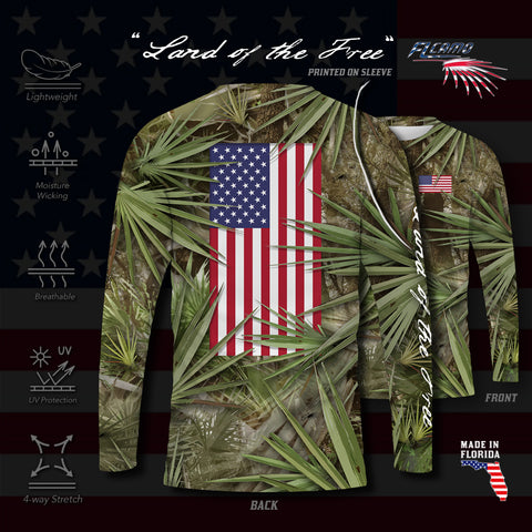 “Land of The Free" FL Camo Palmetto Perfromance Long sleeve - POD