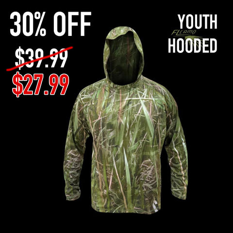 Youth Lightweight Performance Long Sleeve Hooded shirt - FL camo Glades