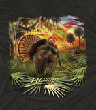 "Pure Florida" Osceola Turkey T-Shirt - Ghosted Charcoal Palmetto Pattern