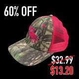 Pink Lightweight mid crown 6 panel trucker hat - FL Camo Hammock (SnapBack OSFA)