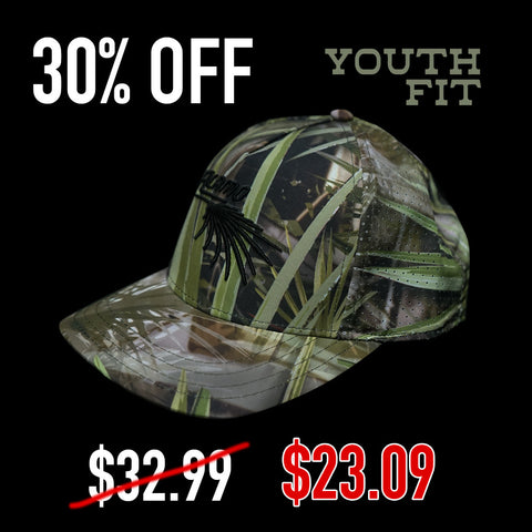 Youth - Ultra Lightweight Perforated, Fully Printed Hat- FL Camo Palmetto