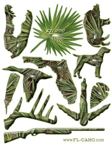 FL Camo Sticker Variety Sheet- FL Camo Palmetto