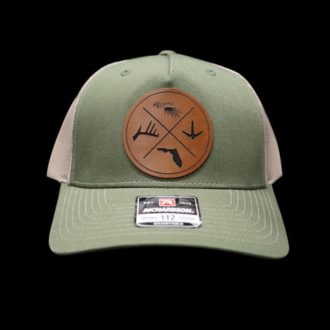 FL Camo Richardson 112 Trucker Leather Patch Hat