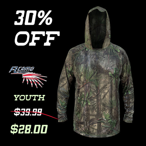 Youth Lightweight Performance Long Sleeve Hooded shirt - FL camo Hammock