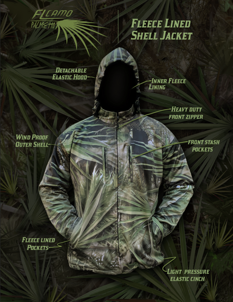 Pre Order Sale 10 OFF Fleece Lined Shell Jacket FL Camo Palmetto FL Camo Florida and The South s premier camo patterns and gear