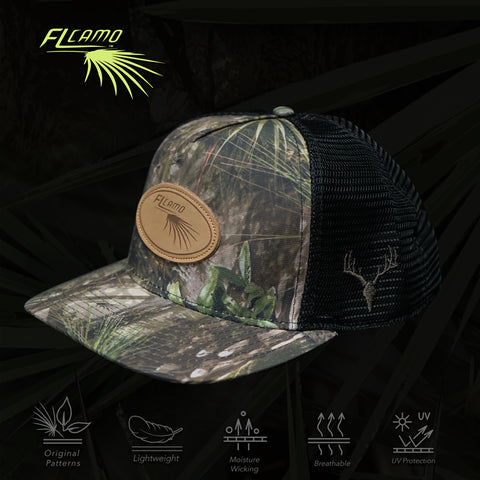 Leather logo patch Trucker- FL Camo Hammock - Performance Trucker Hat